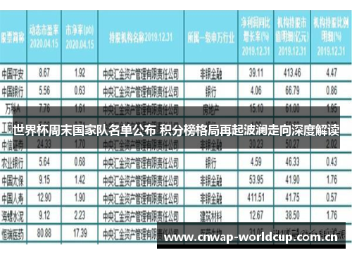 世界杯周末国家队名单公布 积分榜格局再起波澜走向深度解读